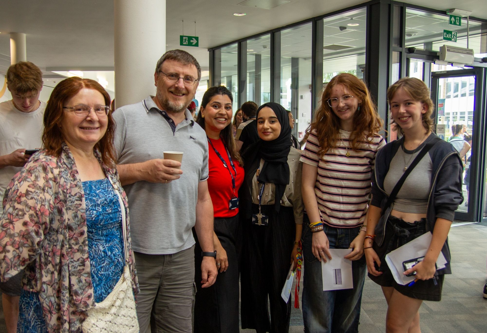 A group of students and staff on Level 3 results day
